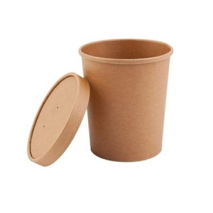 Bol SUPA, carton kraft natur 16oz cu capac din carton