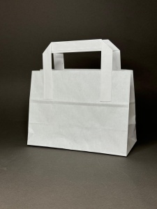 Sacoșă hârtie KA cu mâner exterior, ALBĂ, 18x8x13 cm