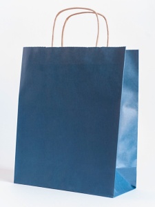 Sacoșă hârtie KN ALBASTRĂ cu mâner răsucit 32x12x41