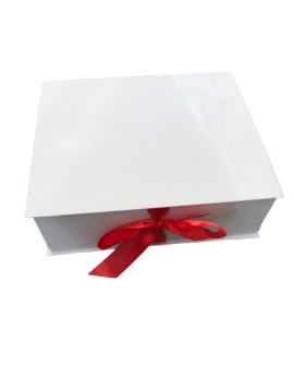Cutie cadou alba mare cu panglica textila 340x285x110 mm
