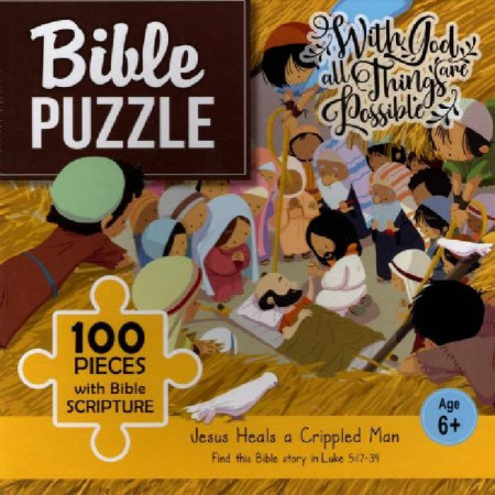 Bible puzzle - 100 pieces with Bible Scripture - Jesus Heals a Crippled Man(6+)