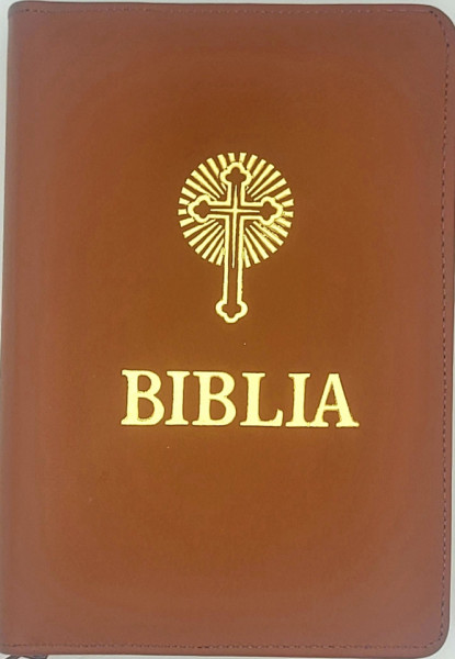 Biblia ortodoxa - Format 053 - Coperti din piele naturala cu fermoar - Maro deschis