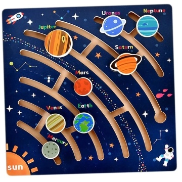 Joc educativ din lemn cu Sistemul Solar