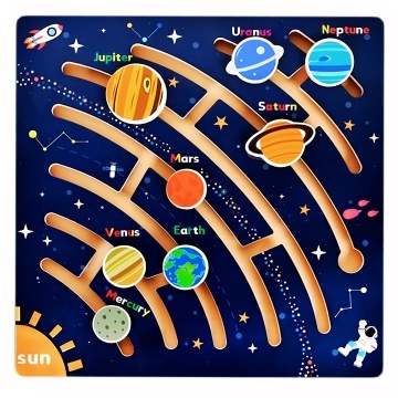 Joc educativ din lemn cu Sistemul Solar