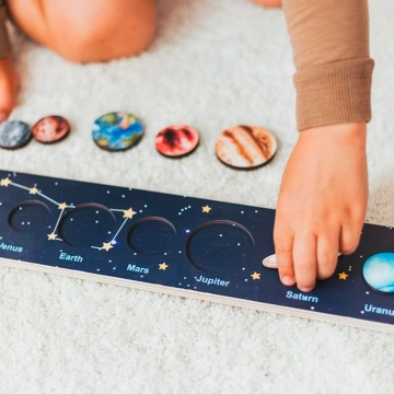 Joc educativ din lemn cu Sistemul Solar