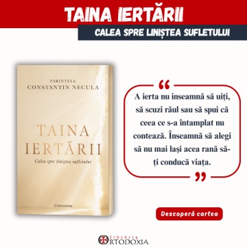 Coperta fata cartea Taina iertarii si citat din carte