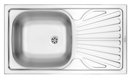 TECHNO 1-BOWL S/S SINK WITH DRAINING BOARD, WITH FITTINGS, DECOR