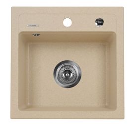 ZORBA SINK ONE BOWL WITHOUT DRAINER WITH FITTING, SANDY GRANITE