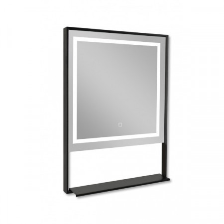 Oglinda cu iluminare LED, rama neagra, etajera, functie dezaburire, bluetooth, comanda tactila ZI310