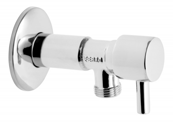 Robinet colțar 1/2"x3/8" cu cartuș ceramic și manetă metalică - Z1238C - Ferro