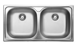 XYLO 2-BOWL S/S SINK, WITH FITTINGS, DECOR
