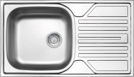 LEGATO SATIN SINK ONE BOWL WITH DRAINER, 2'' OUTFLOW WITH FITTING