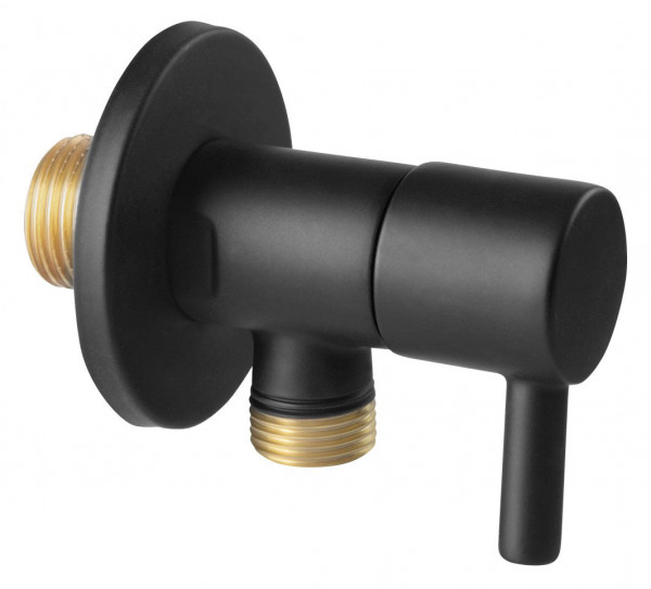Robinet colțar 1/2”x3/8” cu cartuș ceramic și manetă metalică rotundă - Z295-BL - Ferro