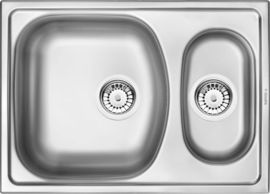 XYLO STAINLESS STEEL SINK 1 AND1/2 BOWL WITH FITTINGS 620x440x150, 3,5"