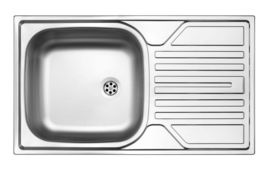 LEGATO SATIN SINK ONE BOWL WITH DRAINER, 3,5'' OUTFLOW WITH FITTING