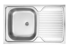 TANGO 1-BOWL LAY-ON S/S SINK WITH DRAINING BOARD, LEFT, WITH FITTINGS, DECOR
