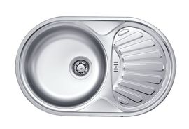 TWIST 1-BOWL S/S SINK WITH DRAINING BOARD, WITH FITTINGS, SATIN ZEU_011B