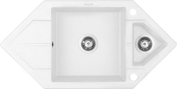 Hexon Chiuvetă din granit, 1,5-cuve cu picurător - Space-Saver Finisaj: Alb ZQP_A653