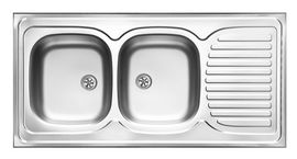 TANGO 2-BOWL SINK WITH DRAINING BOARD, WITH FITTINGS, SATIN ZE6_0210