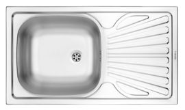 TECHNO 1-BOWL S/S SINK WITH DRAINING BOARD, WITH FITTINGS, SATIN ZMU_0110