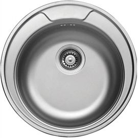 CORNETTO 1-BOWL S/S SINK, ROUND, WITH COLLAR, WITH FITTINGS, SATIN ZHC_0813