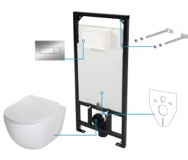 Peonia Zero Set 6 in 1 vas WC, capac, cadru, clapeta, sistem prindere si membrana acustica