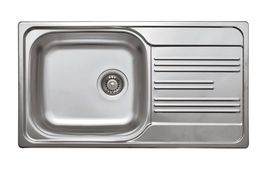 XYLO 1-BOWL S/S SINK WITH DRAINING BOARD, WITH FITTINGS, DECOR