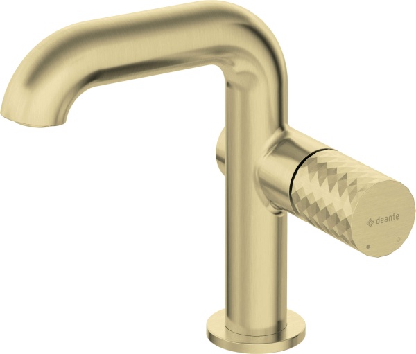 🚰 Baterie pentru chiuvetă SILIA HEXA, pipă dreptunghiulară – Finisaj auriu periat – Cod BHS_R24M