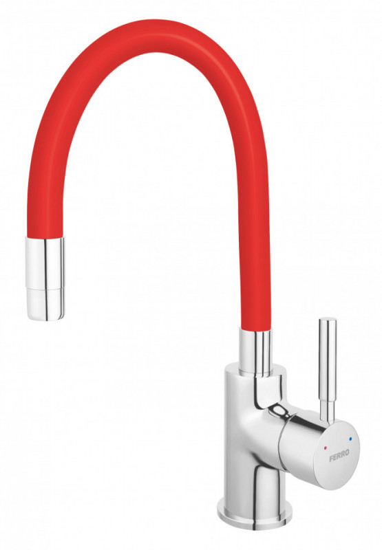 Zumba - baterie stativă bucătărie cu pipă flexibilă, roșu - BZA4R - Ferro