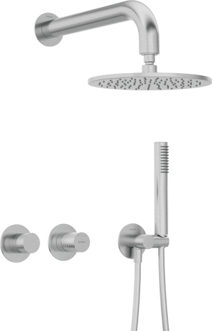🚿 Set de duș încastrat SILIA HEXA, finisaj oțel șlefuit – Cod NHS_F0YK - Img 1
