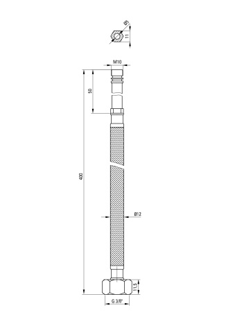 Furtun de racordare, pentru bateriile cu montare pe consolă - 40 cm Finisaj: XDD40Z2E0 - Img 2