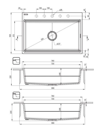 MAGNETIC – Chiuvetă Magnetică din Granit, ZRM_A10B Finisaj Alabastru, 760mm 🚰✨ - Img 2