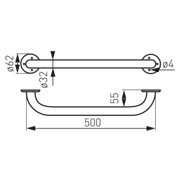METALIA Mâner de susținere drept, 500 mm crom R6650,44 - Img 2