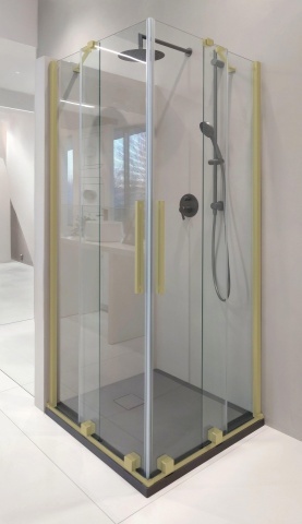 PRIZMA Cabină de duș, pătrata, 90x90 cm KPNRP09P09 Finisaj Auriu Periat 🚿✨ - Img 3