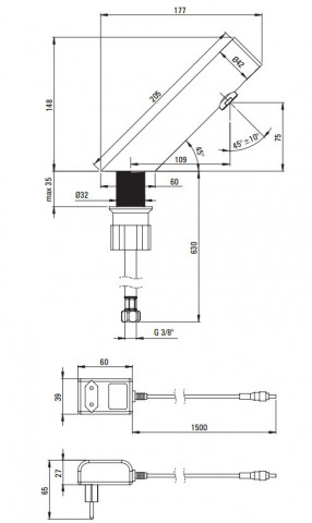 SENSE Baterie pentru Chiuvetă, Fără Contact Direct, Fără Sistem de Reglare a Temperaturii - 230/6V - BQR_F28V - Img 2