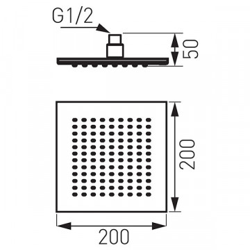 Slim - cap fix de duş 200X200 - DSN04 - Ferro - Img 2