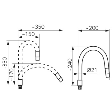SPAREPARTS - MIXER SPOUTS Pipă flexibilă pentru baterie bucătărie negru W100B-B - Img 2