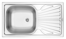 TECHNO 1-BOWL S/S SINK WITH DRAINING BOARD, WITH FITTINGS, DECOR ZMU_3110