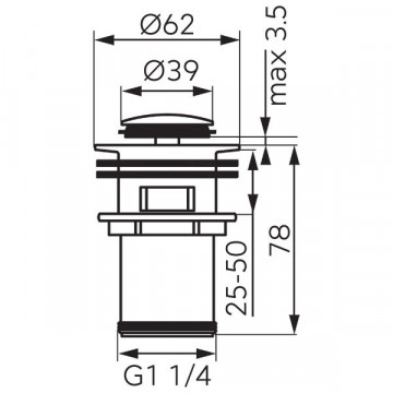 Ventil click-clack D1 1/4” - S283G - Ferro - Img 2