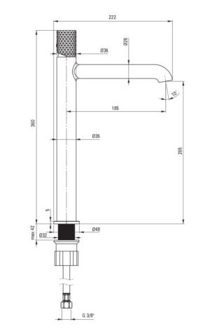 🚰 Baterie înaltă pentru chiuvetă SILIA HEXA – Finisaj oțel șlefuit – Cod BHS_F20K - Img 2