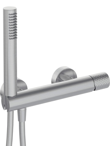 🚿 Baterie pentru duș SILIA HEXA, cu set de duș – Finisaj oțel șlefuit – Cod BHS_F41M - Img 1
