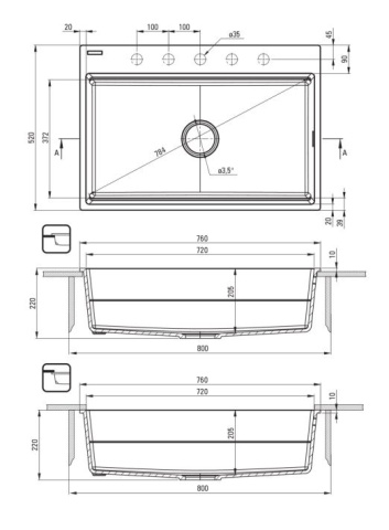 MAGNETIC – Chiuvetă Magnetică din Granit, ZRM_S10B Gri Metalic - Img 2