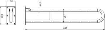 METALIA Mâner de susținere dublu, rabatabil, 813 mm crom R66813,44 - Img 2