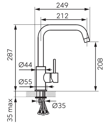 RATIO Baterie stativă bucătărie pentru instant electric crom BTI4LP - Img 2