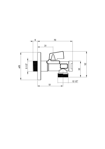 Robinet colțar, pentru racordarea unui sistem de activare a rezervorului pentru WC, 1/2" - 1/2" Finisaj: Crom VFA_B63M - Img 2