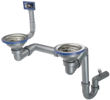 Sifon pentru chiuveta din inox, 1,5- și 2-cuve Finisaj: Oțel periat ZXY_9956 - Img 1