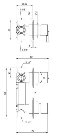 SILIA - Baterie de duș cu comutator de duș BQS_F46P Finisaj: Oțel periat - Img 2