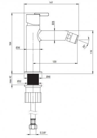 SILIA Baterie pentru bideu BQS_D30M Finisaj: titan - Img 2