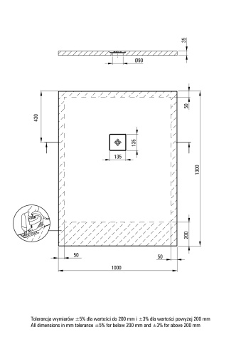 Silia Cădiță de duș din acrilat, rectangular, Finisaj: Alb KSKA01013B - Img 2