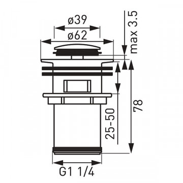 Ventil click-clack D1 1/4” - S283NC - Ferro - Img 2